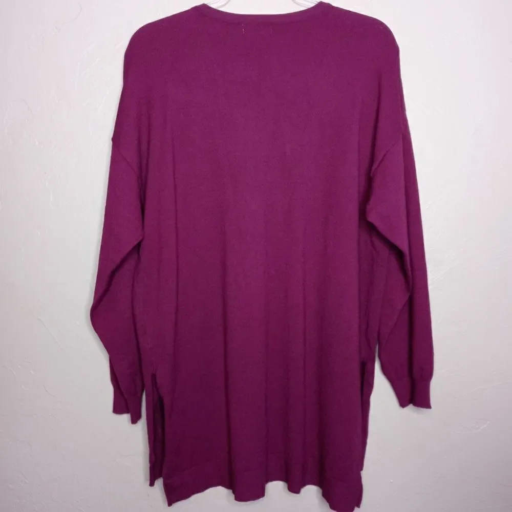 Umgee Plum Purple V neck with Cross over Design Sweater